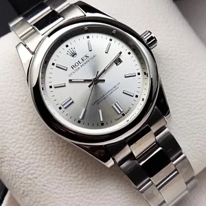 Rolex Date Just Silver Chain White Dial