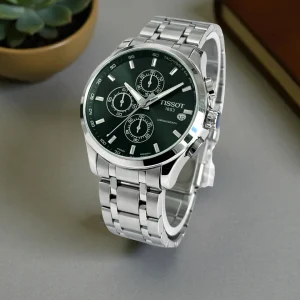 Tissot Couturier Chronograph Silver Chain Black Dial